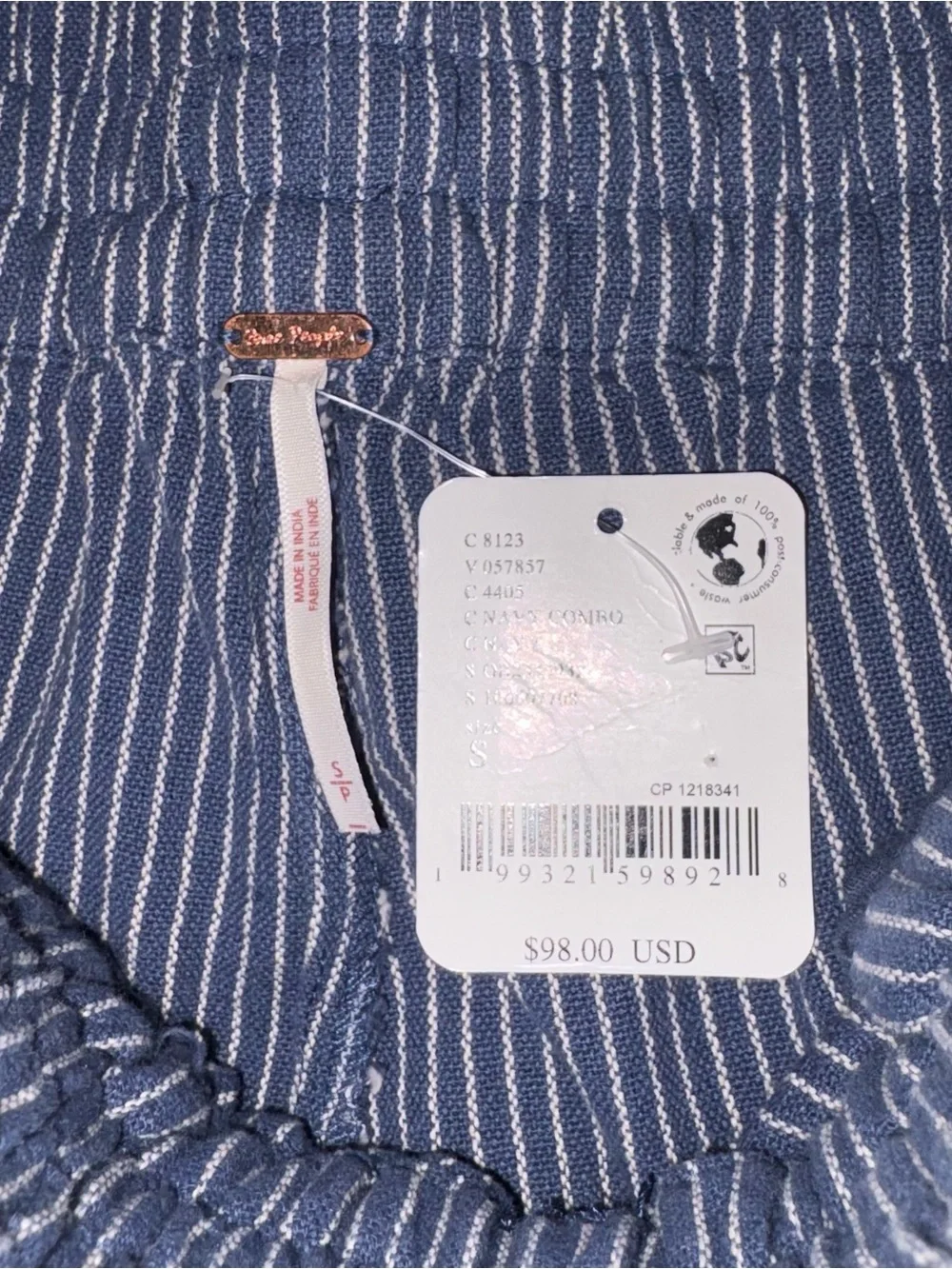 Free People Something Good Pull on Barrel Pants Navy Combo SMALL New With Tags